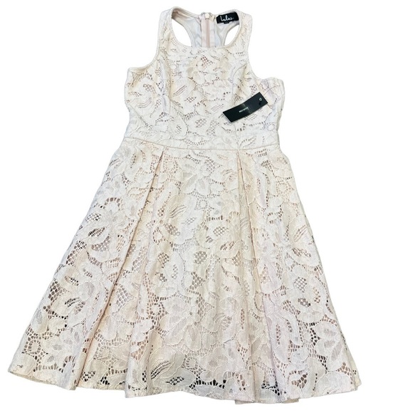 LULUS Blush Small Dress Pink Lace Racerback Skater New - Picture 2 of 12